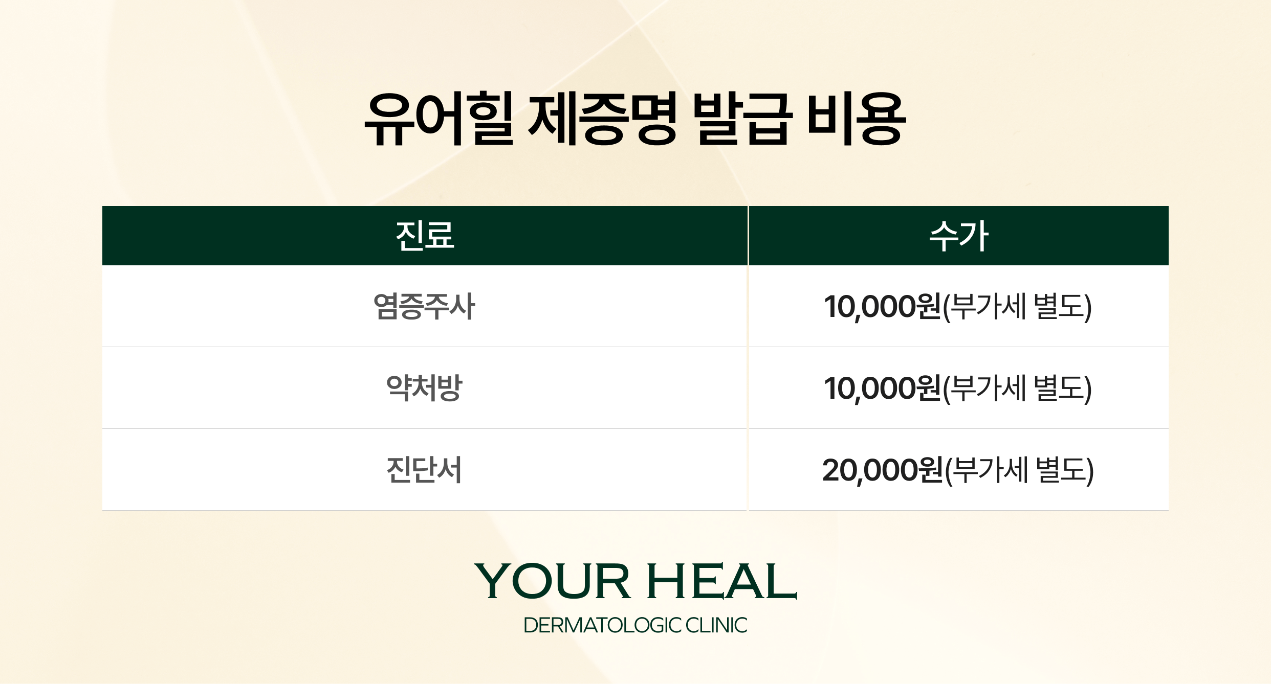 비급여 및 제증명 항목 비용 안내